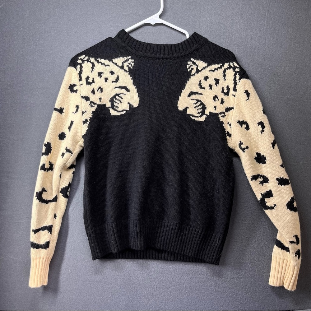 Leopard Print Black and Cream Sweater